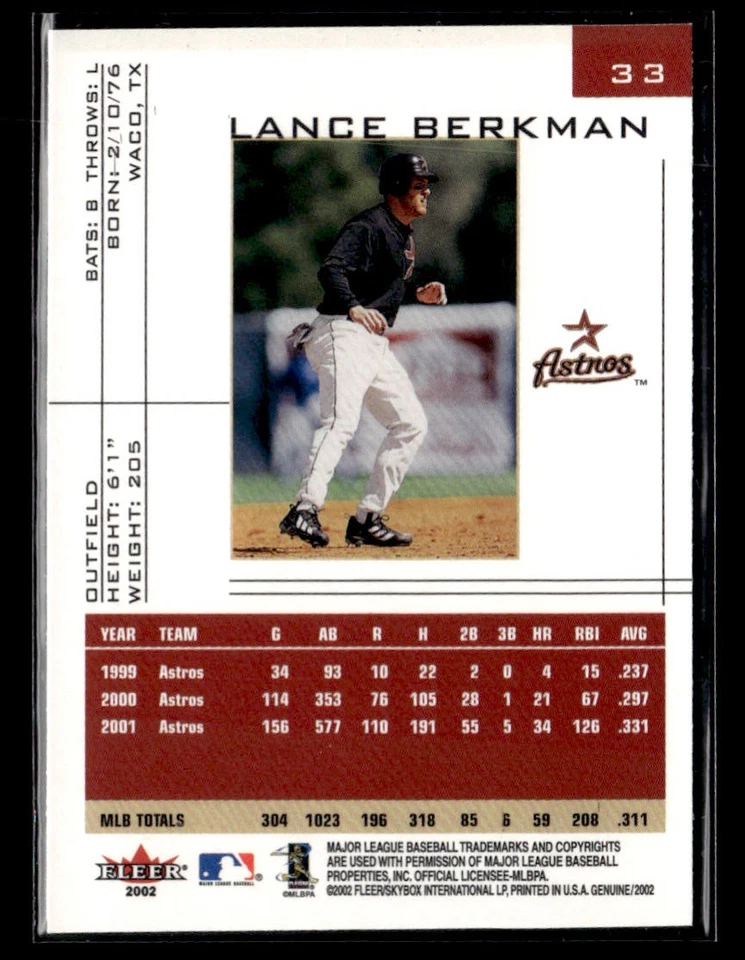 2002 Fleer Genuine Lance Berkman #33 - Image 2 of 2