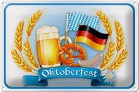 Blechschild Hinweis 30X20Cm Oktoberfest Bier Brezel Wurst Deko Schild Tin Sign