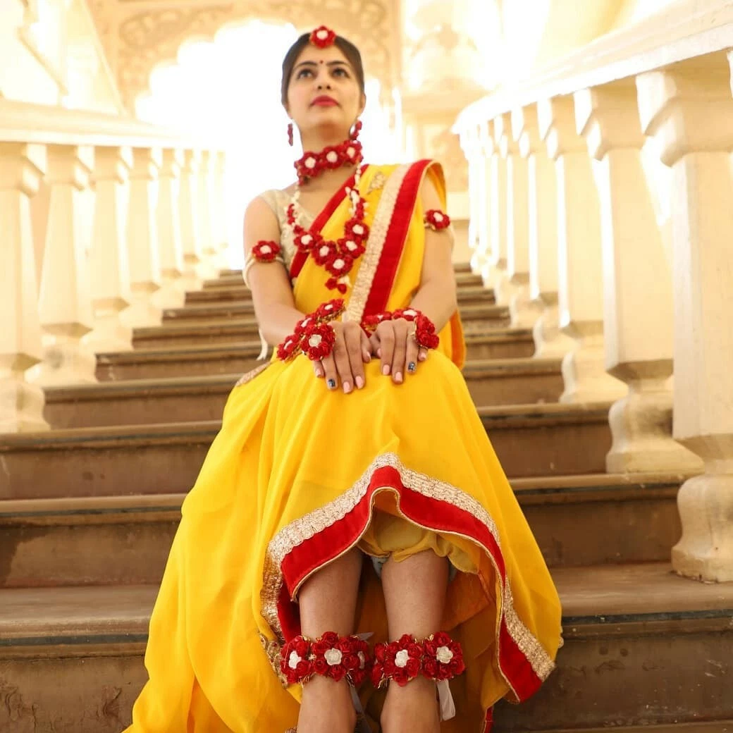 Red White Color Flower Jewelry Bridal Wedding Collection Haldi