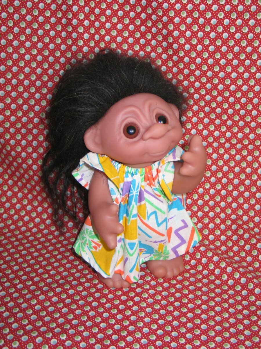 Lindo Troll Muñeca Vintage 1977 presa cosas Mohair Todo Orig Hawaiano Vestido Lindo Troll Muñeca Vintage 1977 presa cosas Mohair Todo Orig Hawaiano Vestido