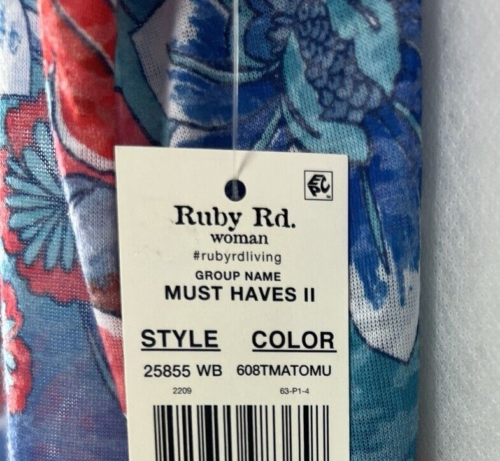 Ruby Rd. Womens Top Blouse Size 2X Must Haves II Short Sleeve 25855 Blue A33 - Picture 3 of 10