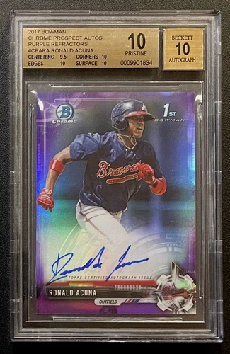 2017 Bowman Chrome Ronald Acuna Jr. Auto BGS 10 Pristine Purple Refractor #/250