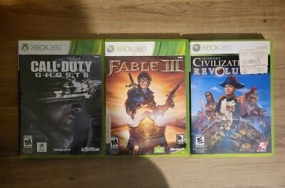 Xbox 360 Game Bundle Fable 3 Cod Ghost  Civilization Revolution 
