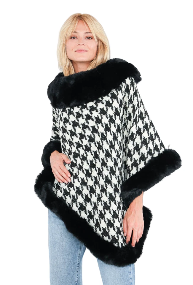Women's Poncho Winter Jacket Oversized Cape Poncho Wrap Fur Poncho Plus Size - Image 2 of 2