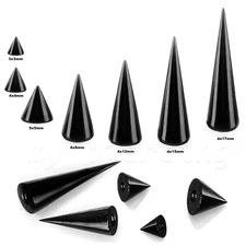 10 Pack 16G 14G Black Anodized Surgical Steel Cone Spike End Replacement Part