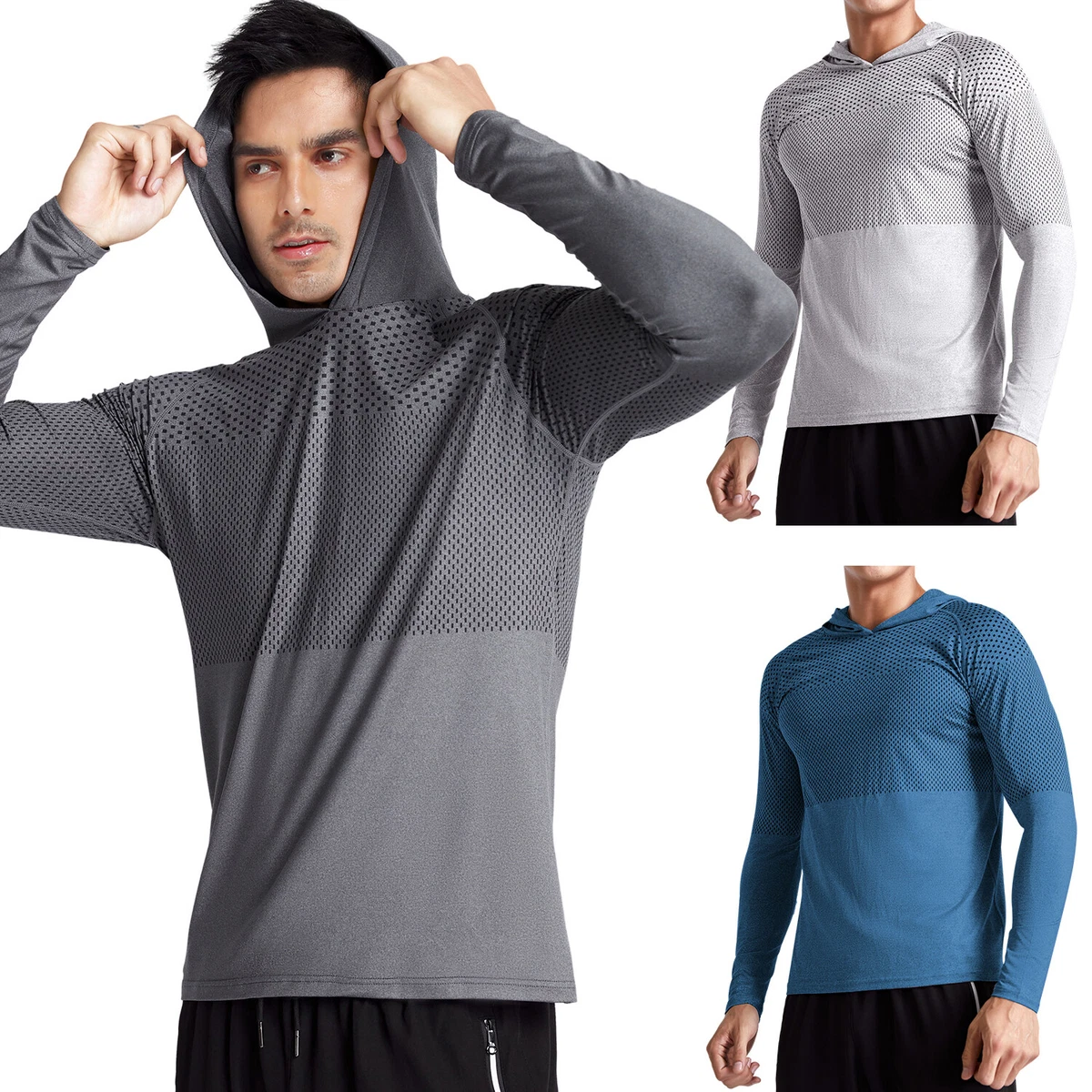 UPF 50+ Men's Long Sleeve Sun Skin Protect T-Shirts Outdoor