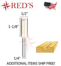 Tideway Carbide PRO LC01020804 1/2 X 1-1/8 straight 1/4" shank router bit