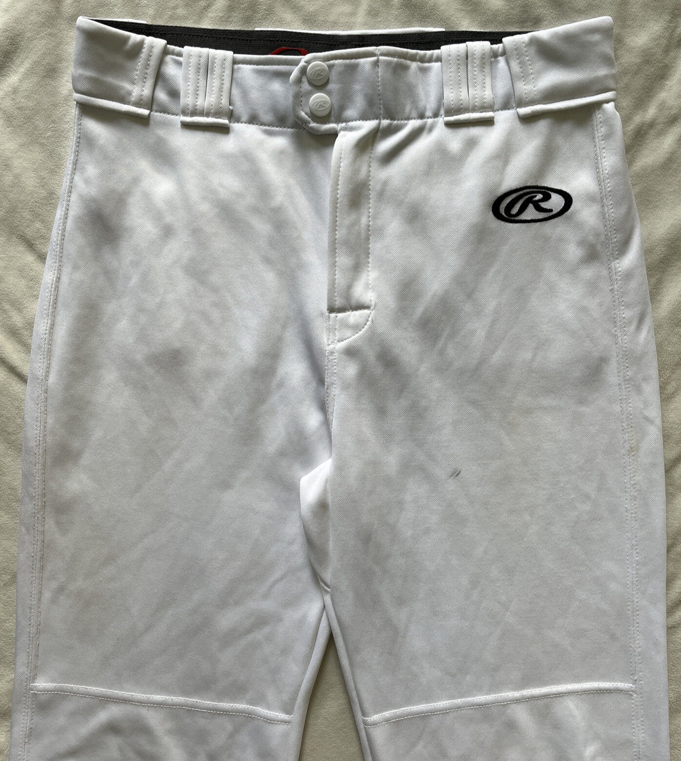 RAWLINGS Boys Launch Baseball Pants Semi Relaxed Straight Leg White