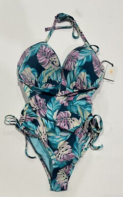 Women's Dream Lightly Lined V Wire Cinch Side One Piece -Shade & Shore Teal 32DD