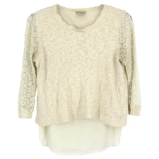 Lucky Layered Look Linen Blend Large Boho Lace 3/4 sleeve Cross back