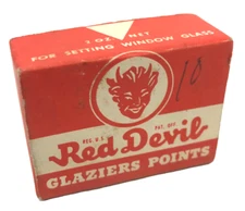 Vtg Red Devil Tools Window Glass Glaziers Points Box Tin Sz 2 Advertising USA