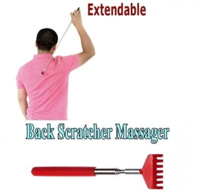 Soft Grip Metall Rückenkratzer Teleskop Ausziehbar Praktisch Tasche Juckreizwerkzeug
