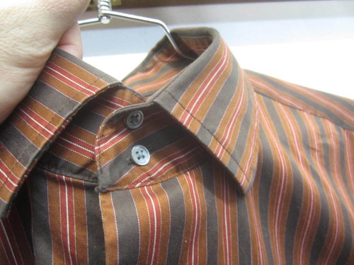 vtg Murano Dress Shirt striped orange spread collar button front sz XL - Picture 5 of 8