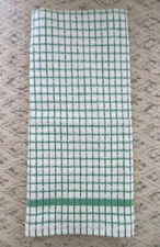 LAMONT Kitchen Dish Towel  GREEN / White Check  Made in UK Britain  NEW  NOS