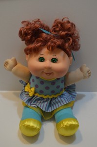 Vintage Cabbage Patch Kid Short Red Hair Green Eyes Polka Dot And