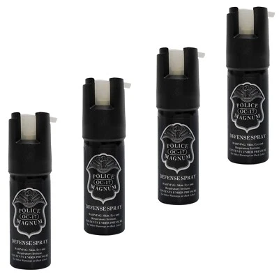 4 PACK Police Magnum pepper spray .50oz GID Personal Defense Security Protection