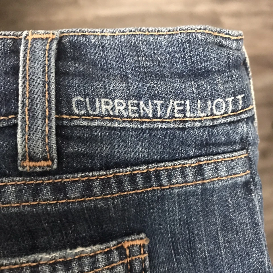 Pantalones Cortos Current Elliott The Charlie Pantalón Corte Jean Azul Denim Talla 29 Dobladillo Crudo Foto 4 de 4