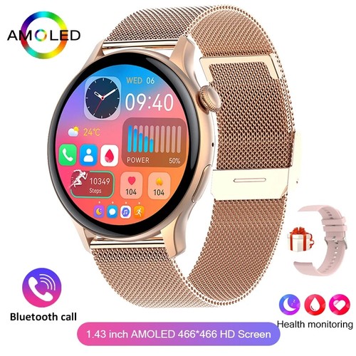 True AMOLED Smart Watch Ladies Screen Always Show Time 466*466 HD Health Tracker - Picture 9 of 33