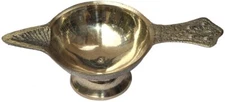 3 Brass Diyas Oil Lamps Diya For Hindu Rakhi Puja Religious Item Collectible