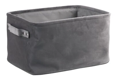 Aufbewahrungskorb Dekokorb Regalkorb mit Griffen Samt Grau 36x20x26 cm - Bild 1 von 4
