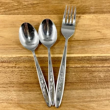 Regent Sheffield Rose Floral 3 Pcs Dinner Fork Teaspoon Stainless Flatware