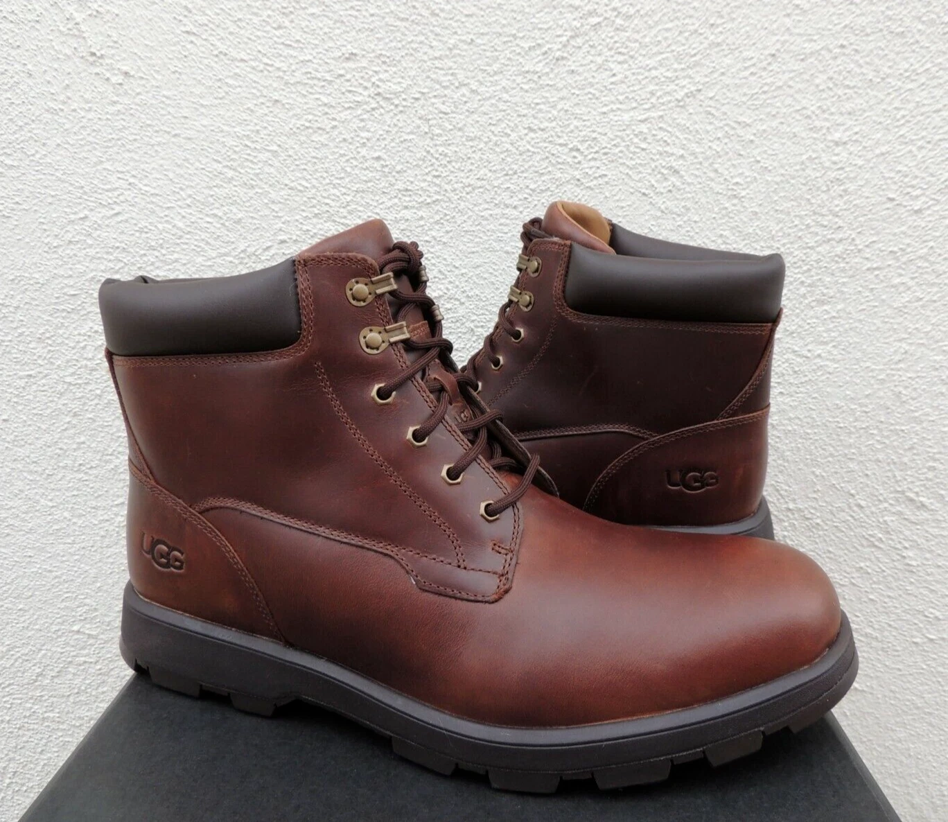 UGG CHESTNUT STENTON WATERPROOF LEATHER/ SHEEPWOOL BOOTS, MEN US 13/ EUR 46 ~NEW