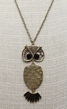 New 24" Long Gold Owl Pendant Necklace #N2190