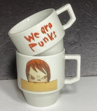 Yoshitomo Nara We Are Punks Block Mug Set of 2 Stackable cups JAPAN Hasami ware