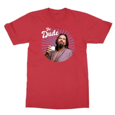The Big Lebowski The Dude Abides Red Cotton All Size T Shirt S-5XL