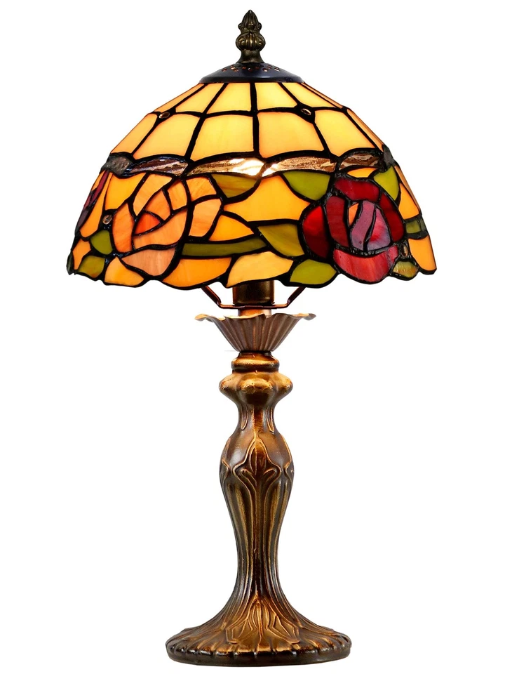 TA24005 Innsdale Rose Handmade Tiffany Accent Lamp, Antique Bronze Finish, 15... - Image 4 of 4