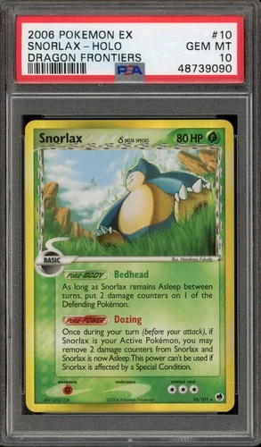 Pokemon Snorlax EX Dragon Frontiers Holo Rare #10 PSA 10 Gem Mint