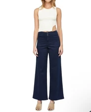 Mica Los Angeles Womens High Rise Wide Leg Pants Navy Blue Sz 29 Palazzo Slacks