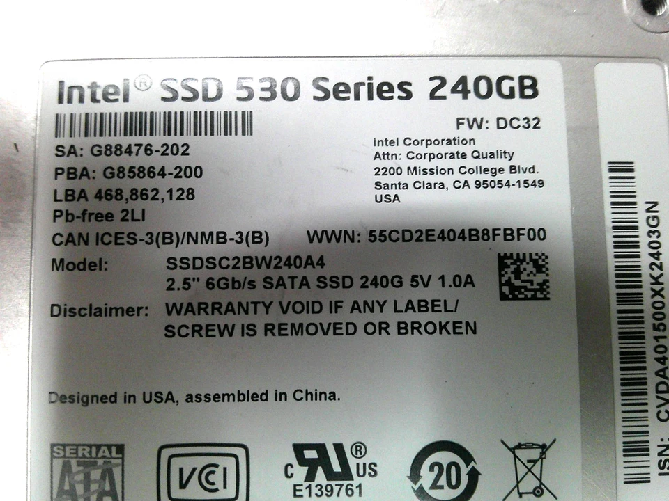 Intel SSDSC2BW240A4 530 Series 2.5" 240gb SSD - Image 3 of 4