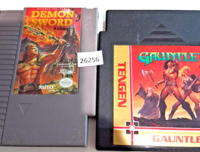 2 retro Nintendo games  Demon Sword & Gauntlet NES  bc21 26256