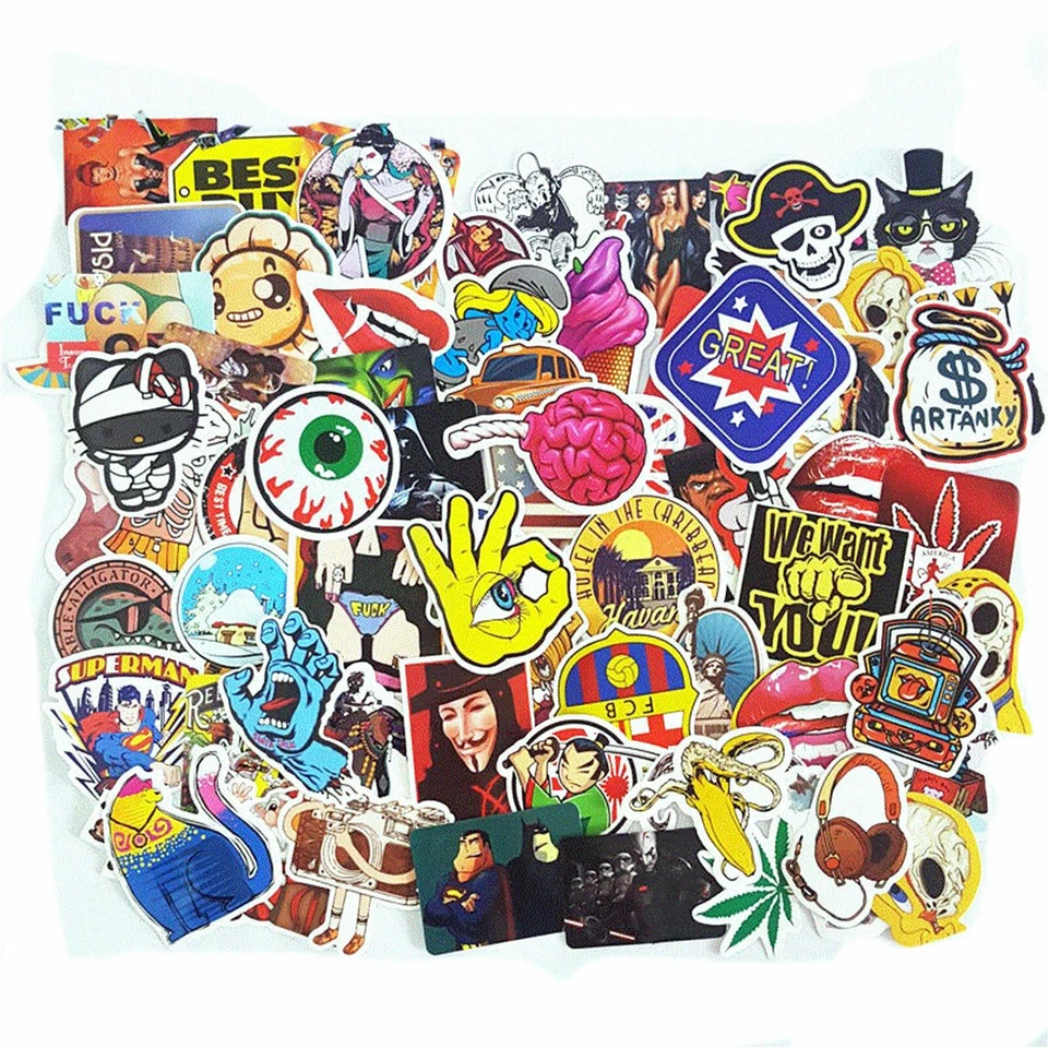 300 Pack Random Cool Brand Logo Sticker Bomb Vinyl Skateboard Luggage Decals Lot - Image 3 of 4