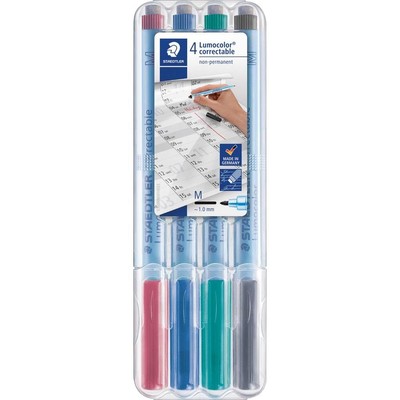 Correctable Whiteboard Pens, 4-Pack, Dry Erase, Reusable, Fine Tip, Office Su...