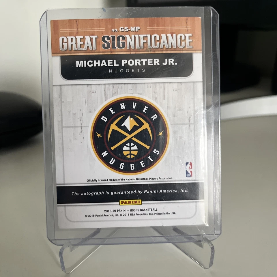 2018-19 Panini NBA Hoops Michael Porter Jr Auto Rookie Great Significance RC - image 2 of 2