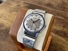 Vintage Timex Marlin Manual Wind Date Watch | Silver Sunburst Dial | 35mm Case