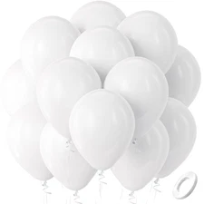 100 Pack 12-Inch White Latex Balloons for New Years, Birthdays, and Events