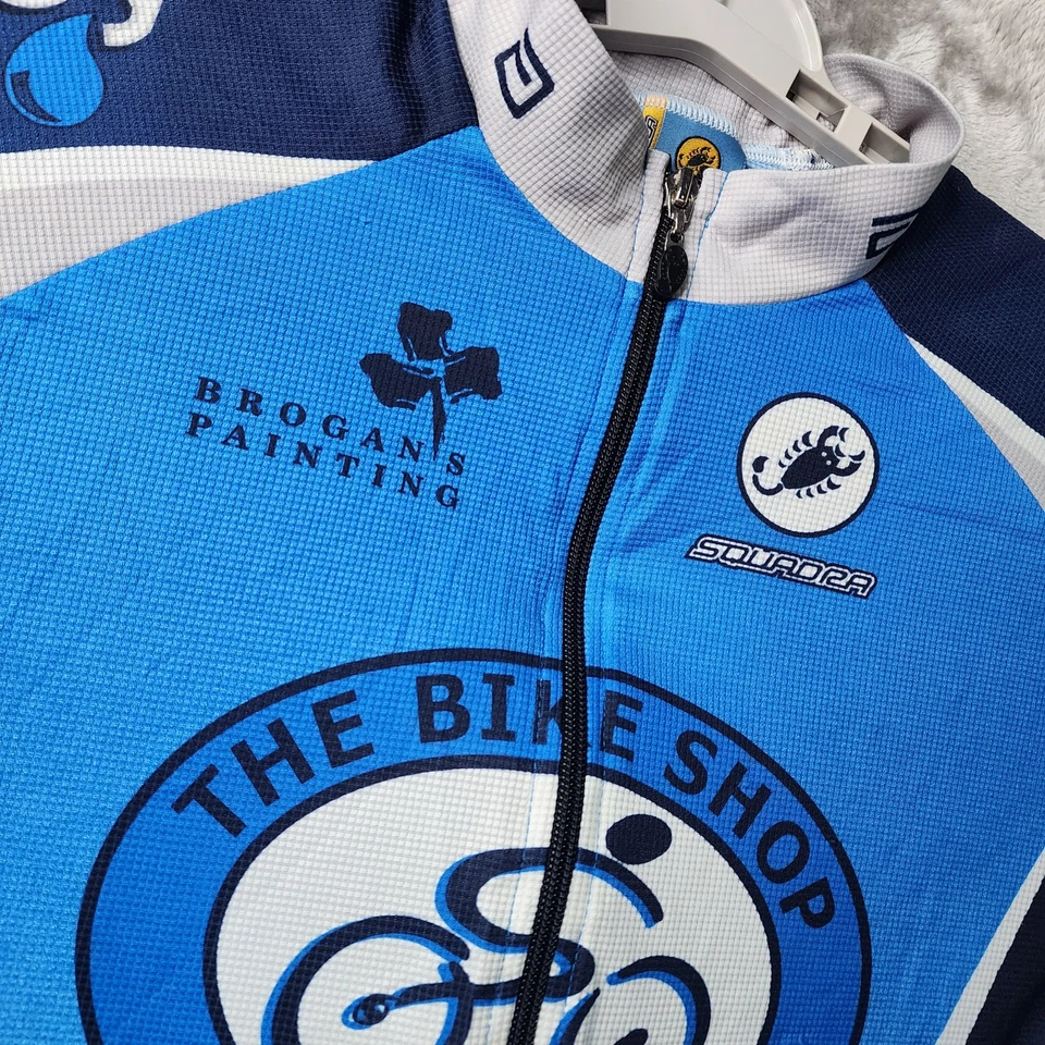 Camiseta deportiva de ciclismo Squadra para hombre XL Glen Ellyn IL The Bike Shop cremallera completa raglán Foto 4 de 4