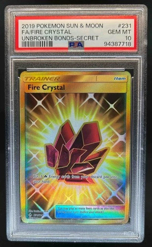 2019 Pokemon Sun & Moon Unbroken Bonds Fire Crystal #231/214 PSA 10