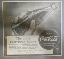 Coca-Cola ad: Fantastic  Artwork! from 1940's 7 x 7 inches Everybody Knows Coke!