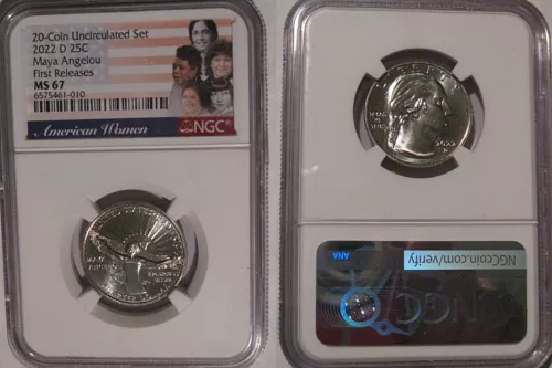 2022 D Maya Angelou 25c NGC MS 67 American Women Quarter FIRST RELEASES