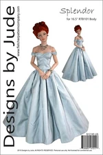 Splendor Dress Pattern for 16.5" RTB101 Body Dolls Grace, Claire Tonner