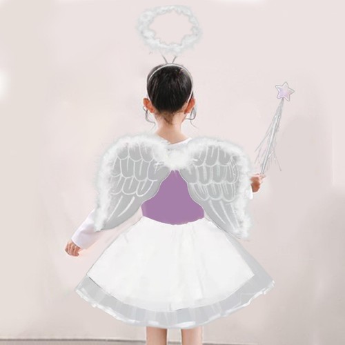 Angel Costume for Girls Angel Wing Cute Apparel with Staff Kids Princess Cosplay - Picture 7 of 12
