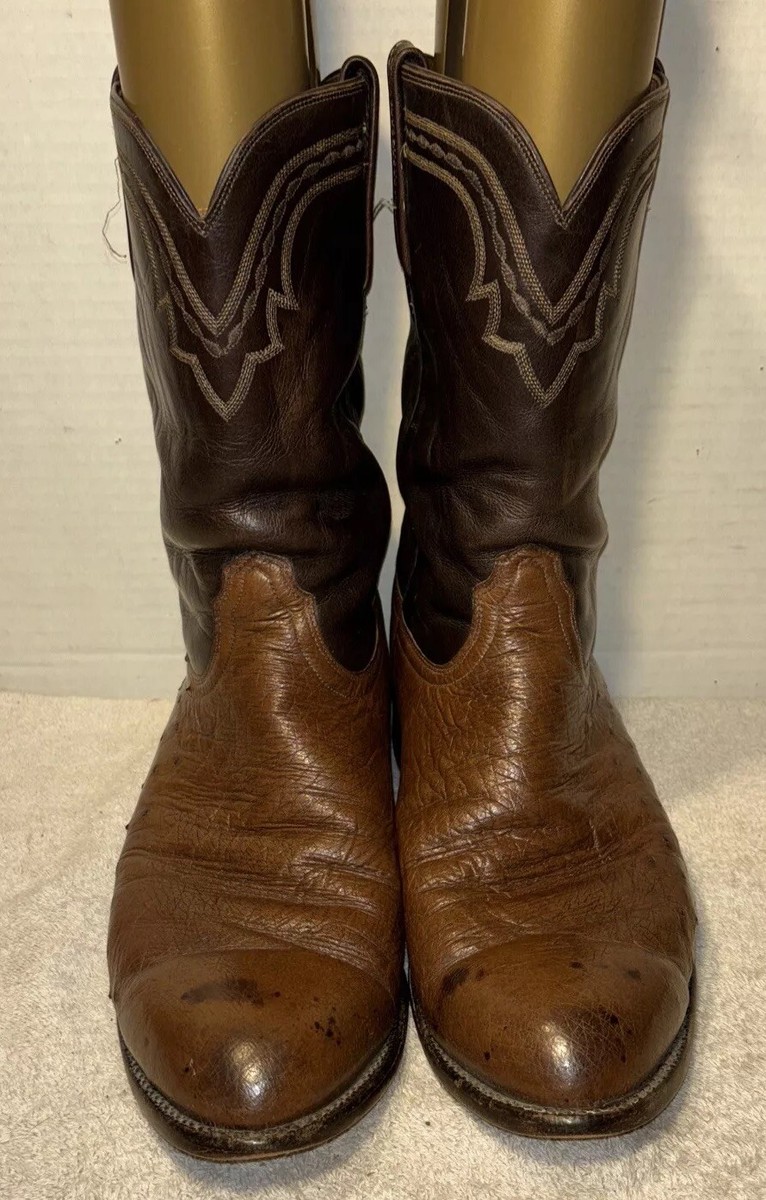 LUCCHESE 2000 EXOTIC OSTRICH 11 EE MENS ROPER COWBOY BOOTS