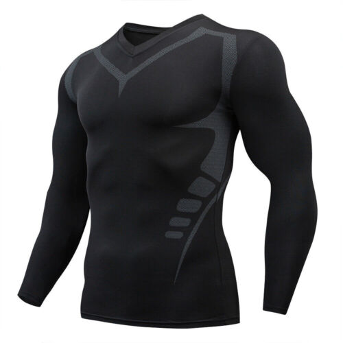 Men's Long Sleeve Compression Underwear Shirts Tops Base Layer Sports T-Shirt - Picture 19 of 19