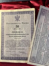 POLAND 🇵🇱 VINTAGE BOND GOVERNMENT 5% Loan 1924, 50 Zlotykh