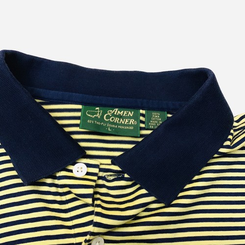 Authentic Mens Masters Collection Polo Size Large Yellow Blue - Picture 4 of 4