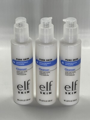 Pack of 3 - e.l.f Pure Skin Cleaner with Oat Milk, Allantoin+Niacinamide 6 fl oz